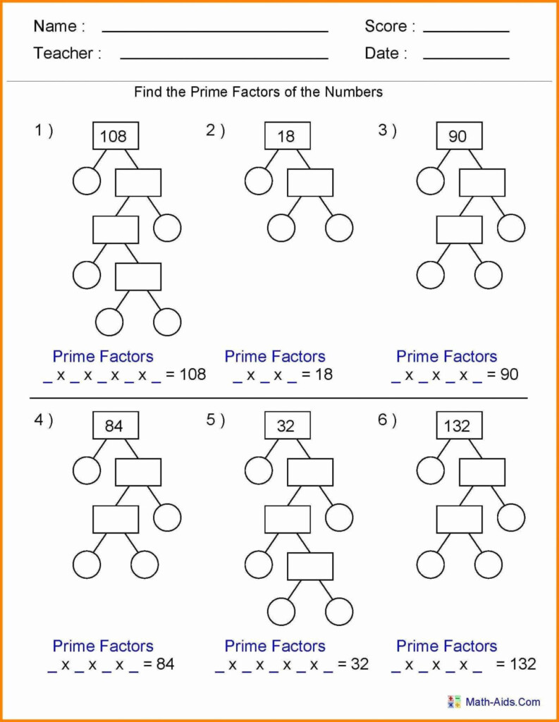 Factors Multiples And Primes Worksheet Ks3 With Answers Times Tables 