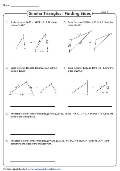 Find The Sides Of The Triangles Using The Scale Factor Similar