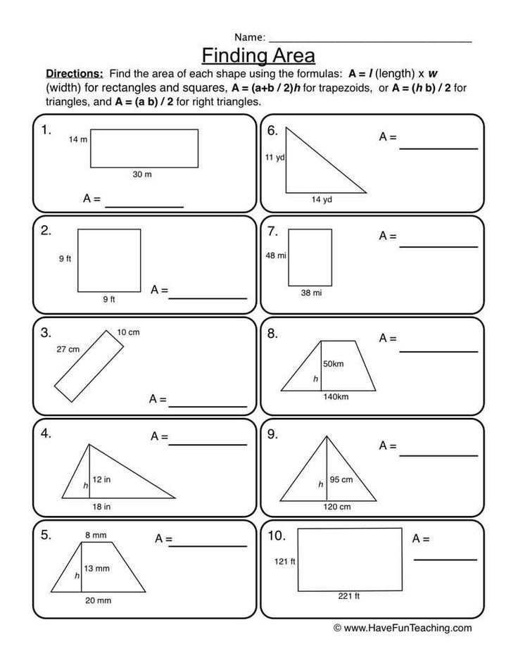 Finding Scale Factor Worksheet Finding The Area Of Shapes Area 