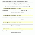 Greatest Common Factor Worksheet