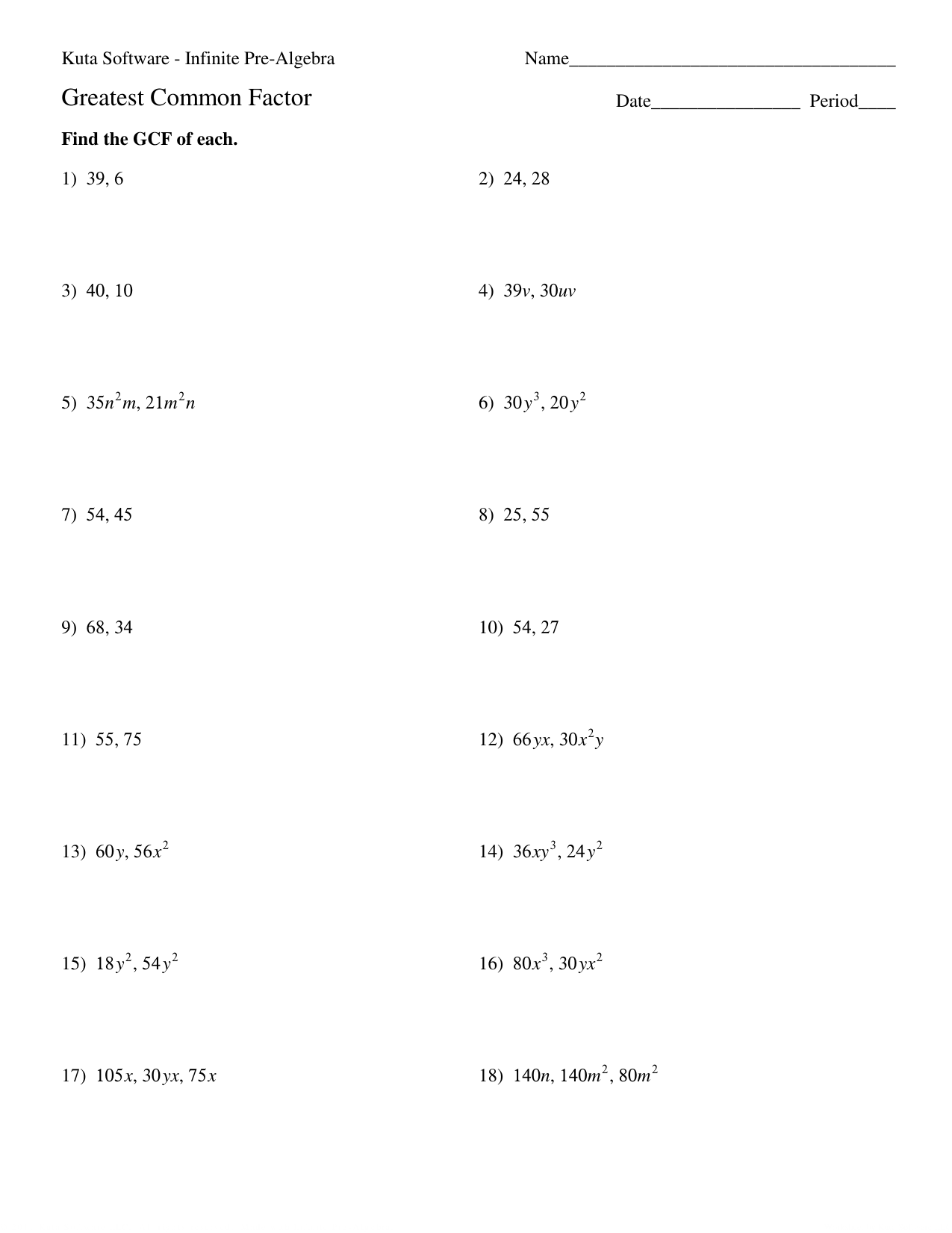 Greatest Common Factor Worksheet You Calendars Https www 