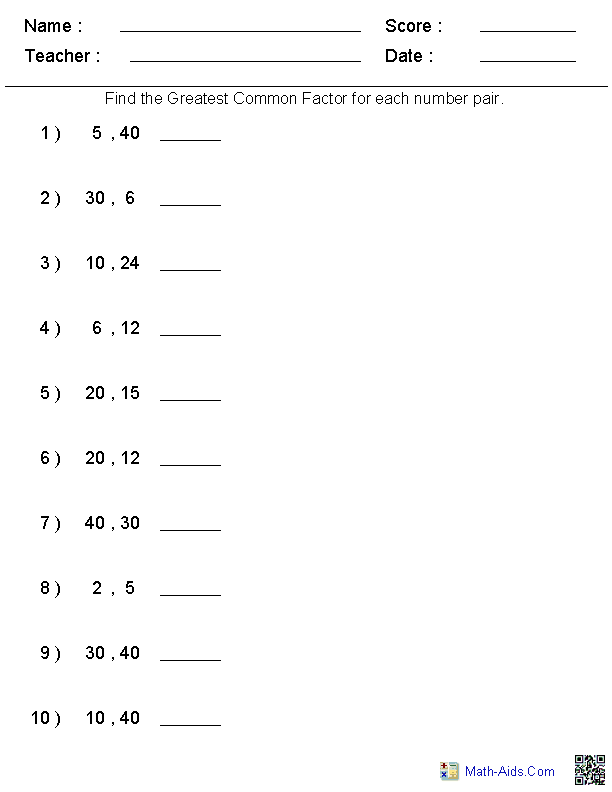 Lcm And Gcf Worksheet For Grade 5 Worksheet printablesheetss