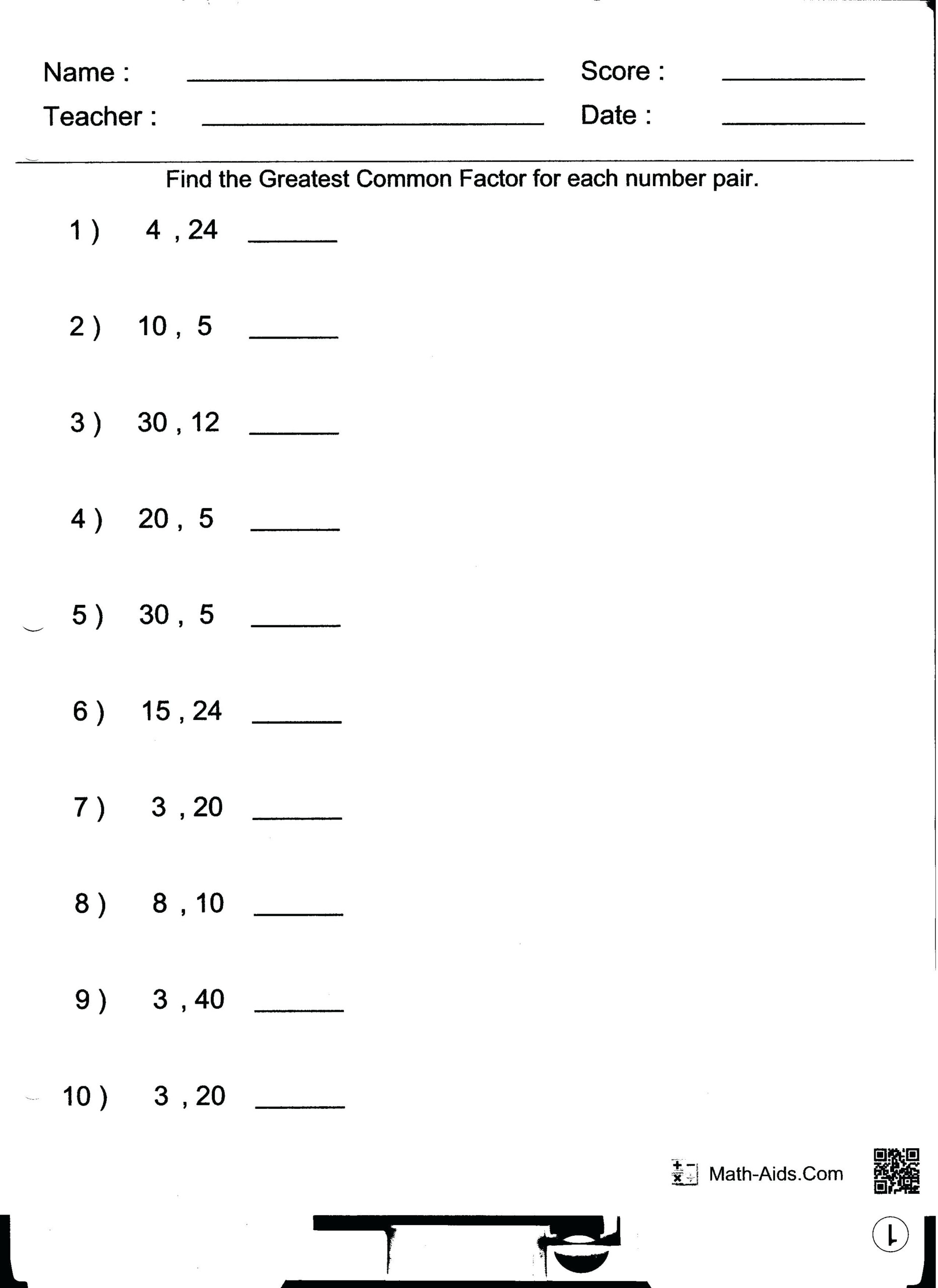 Least Common Multiple Worksheet Customizable And Printable Math 