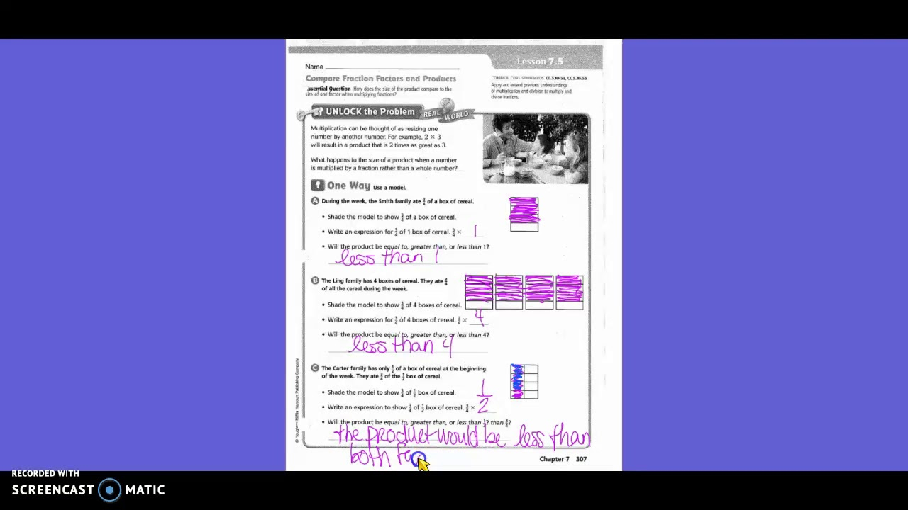 Lesson 7 5 Compare Fraction Factors And Products 5th YouTube