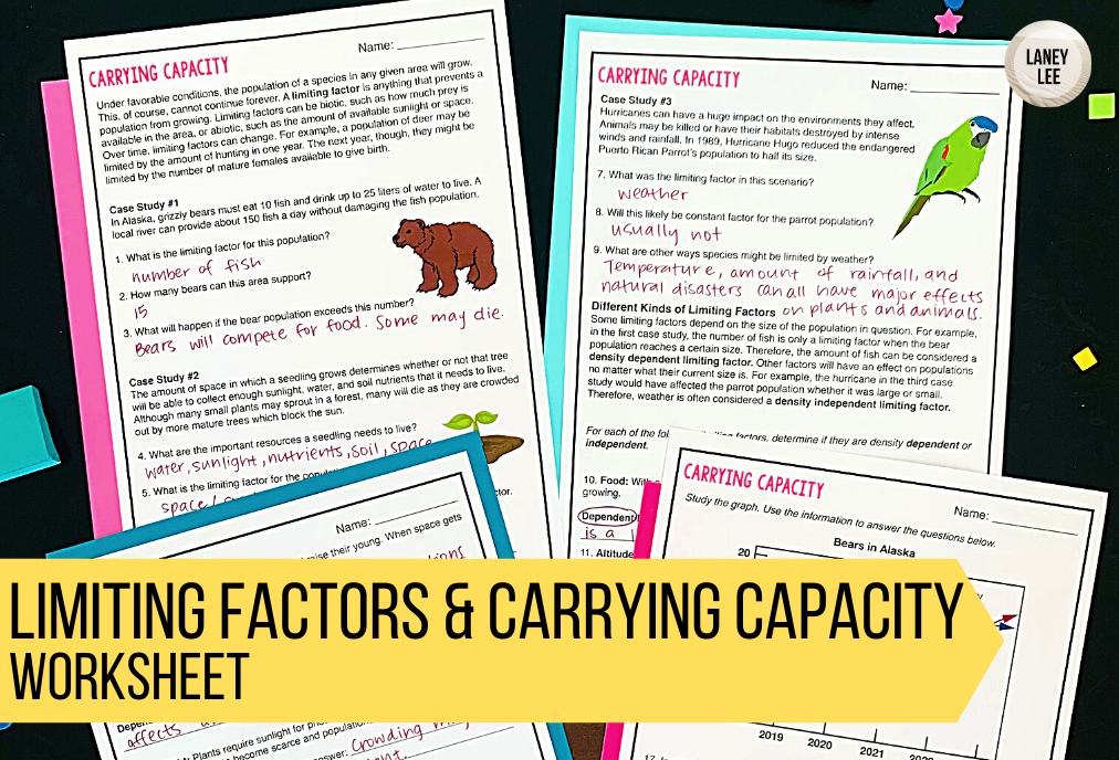 Limiting Factors And Carrying Capacity Worksheet Laney Lee