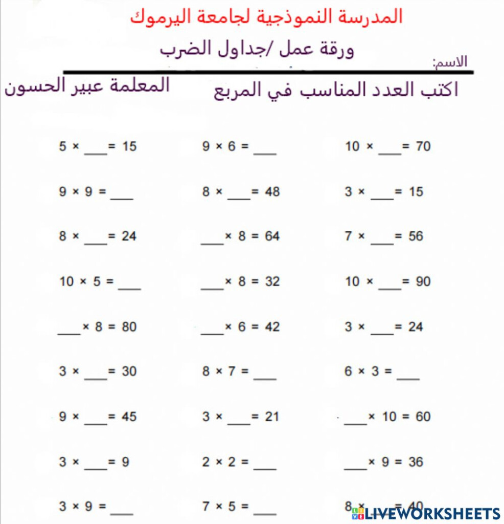 Missing Factor Worksheet