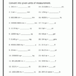 Mixed Unit Conversion Within Unit Conversion Worksheet Chemistry