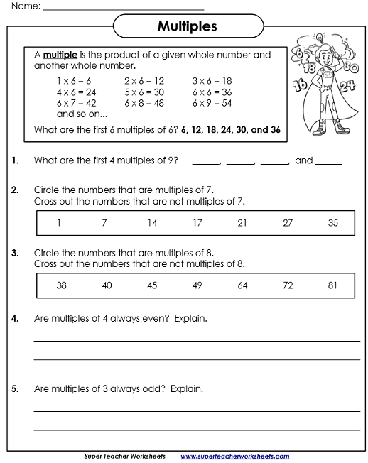 Multiples Worksheets Worksheets Samples