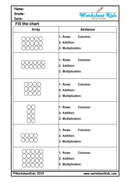 Multiplication Arrays Worksheets For 2nd And 3rd Grade Free Pdf