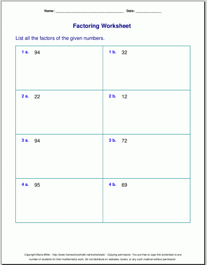 Prime Factorization Worksheet Pdf