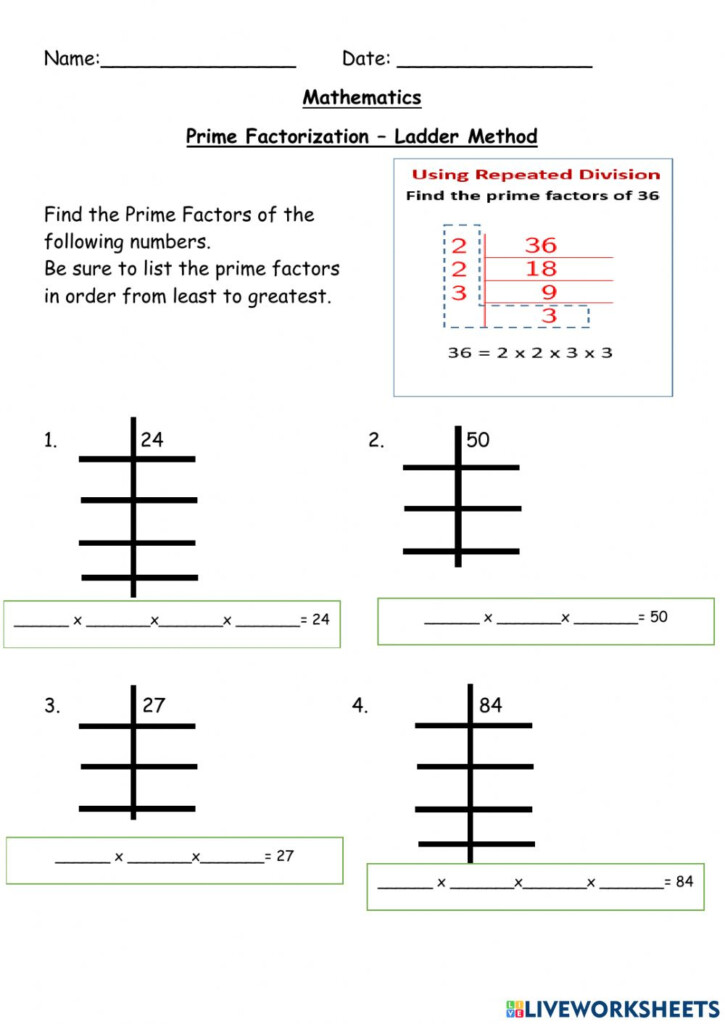 Prime Factorization Worksheet Pdf