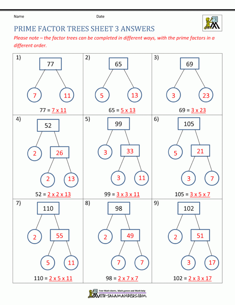 Prime Factorization Worksheet Pdf Word Worksheet