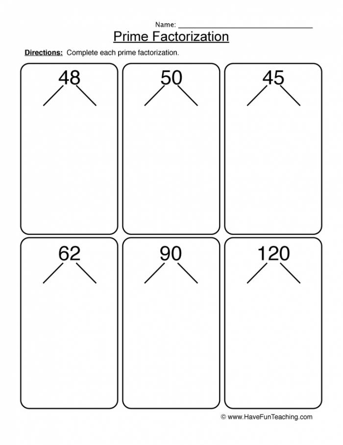 Prime Factorization Worksheets 99Worksheets