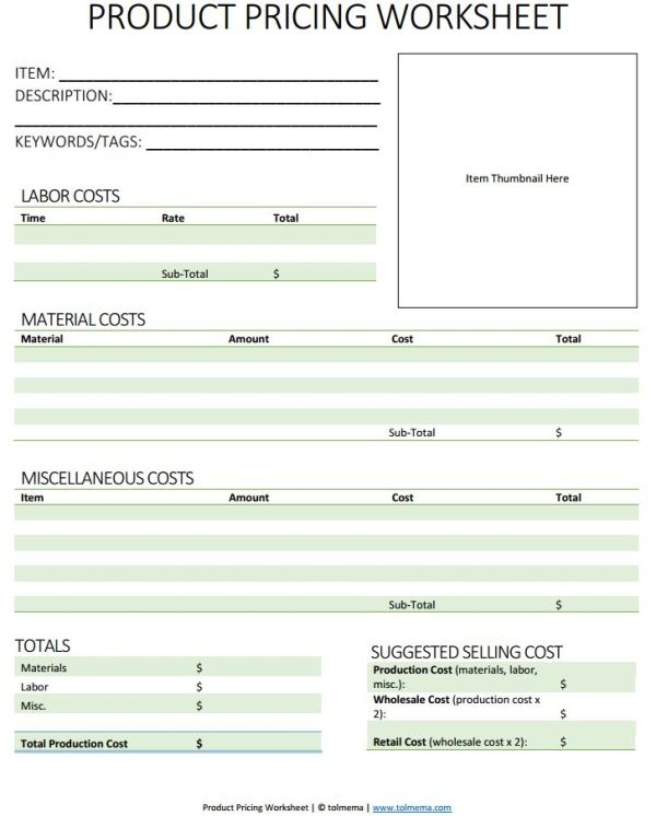 Product Pricing Worksheet This Guide Helps You Know How Much To 