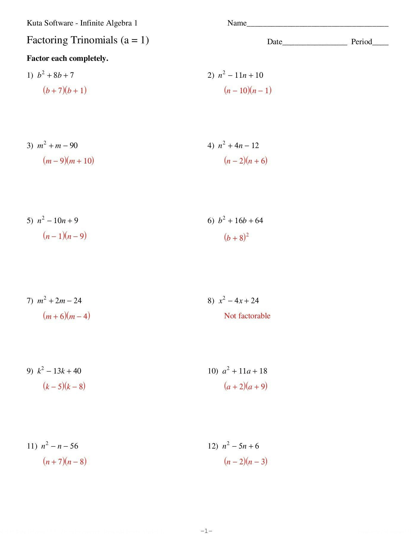 Quadratic Equation Worksheet Kuta WorksSheet List