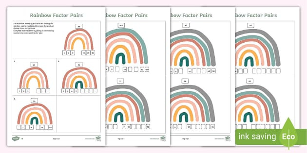  Rainbow Factor Pairs Activity Numbers 50 100 Twinkl Maths