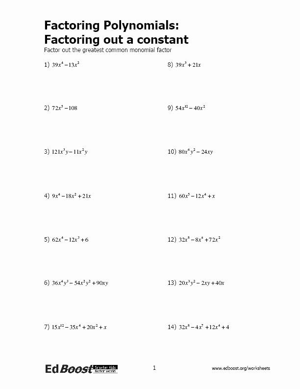 Solving Polynomial Equations Worksheet Answers Unique Factoring 