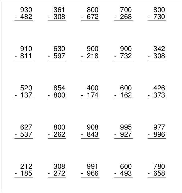 Subtraction With Regrouping Zeros Worksheets Regrouping Subtraction 