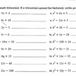 Worksheet On Factoring Trinomials