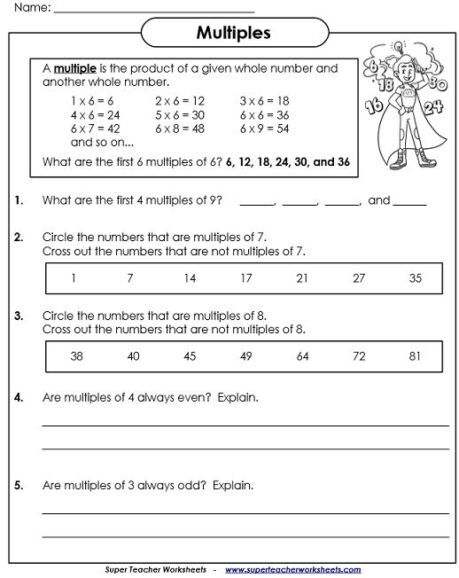 Worksheets On Multiples And Factors Factors And Multiples Worksheets 