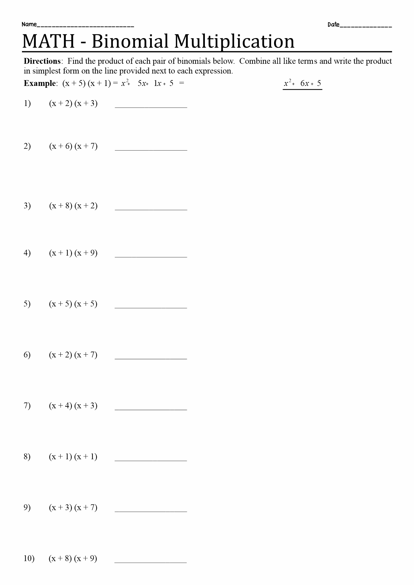 13 Foil Method Worksheet Worksheeto