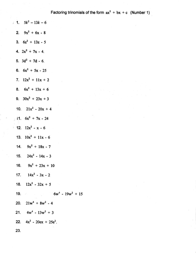 30 Algebra 1 Factoring Worksheet Education Template