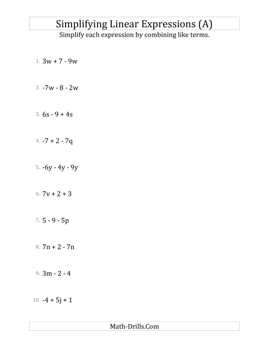 30 Combining Like Terms Worksheet Pdf Education Template