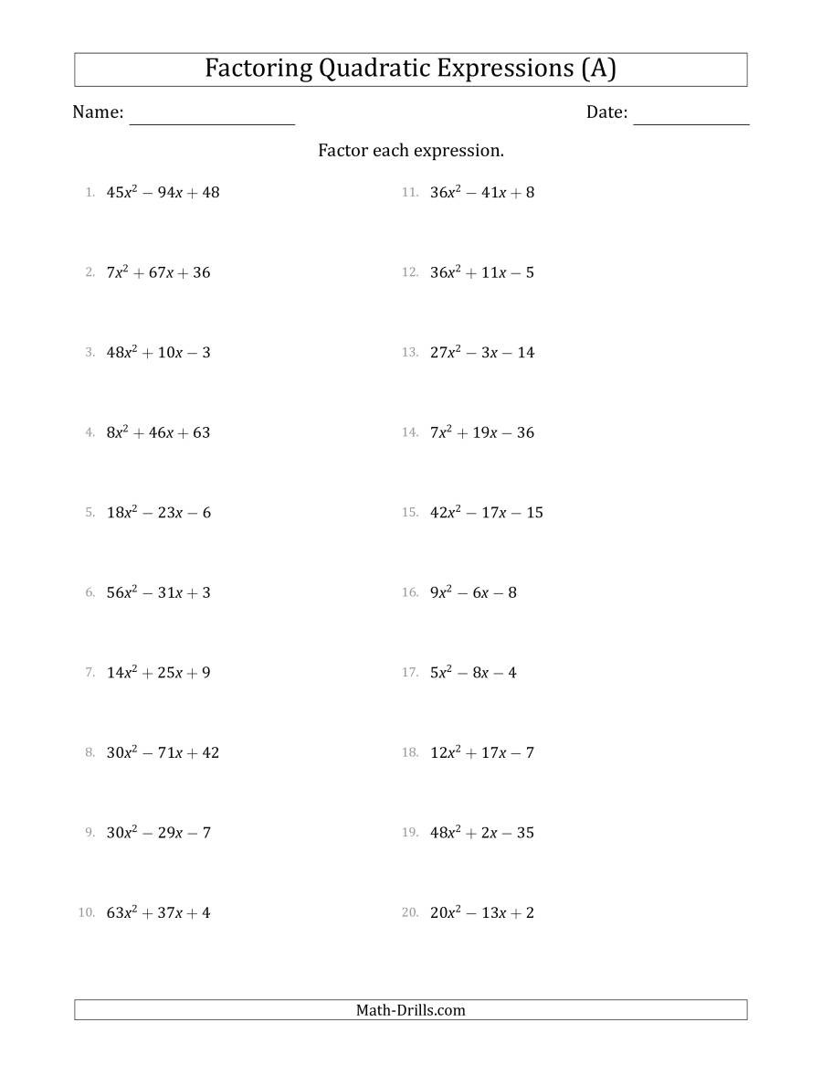 30 Factor By Grouping Worksheet Education Template