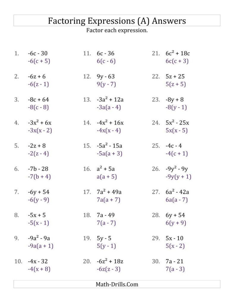 30 Factoring Quadratic Expressions Worksheet Education Template