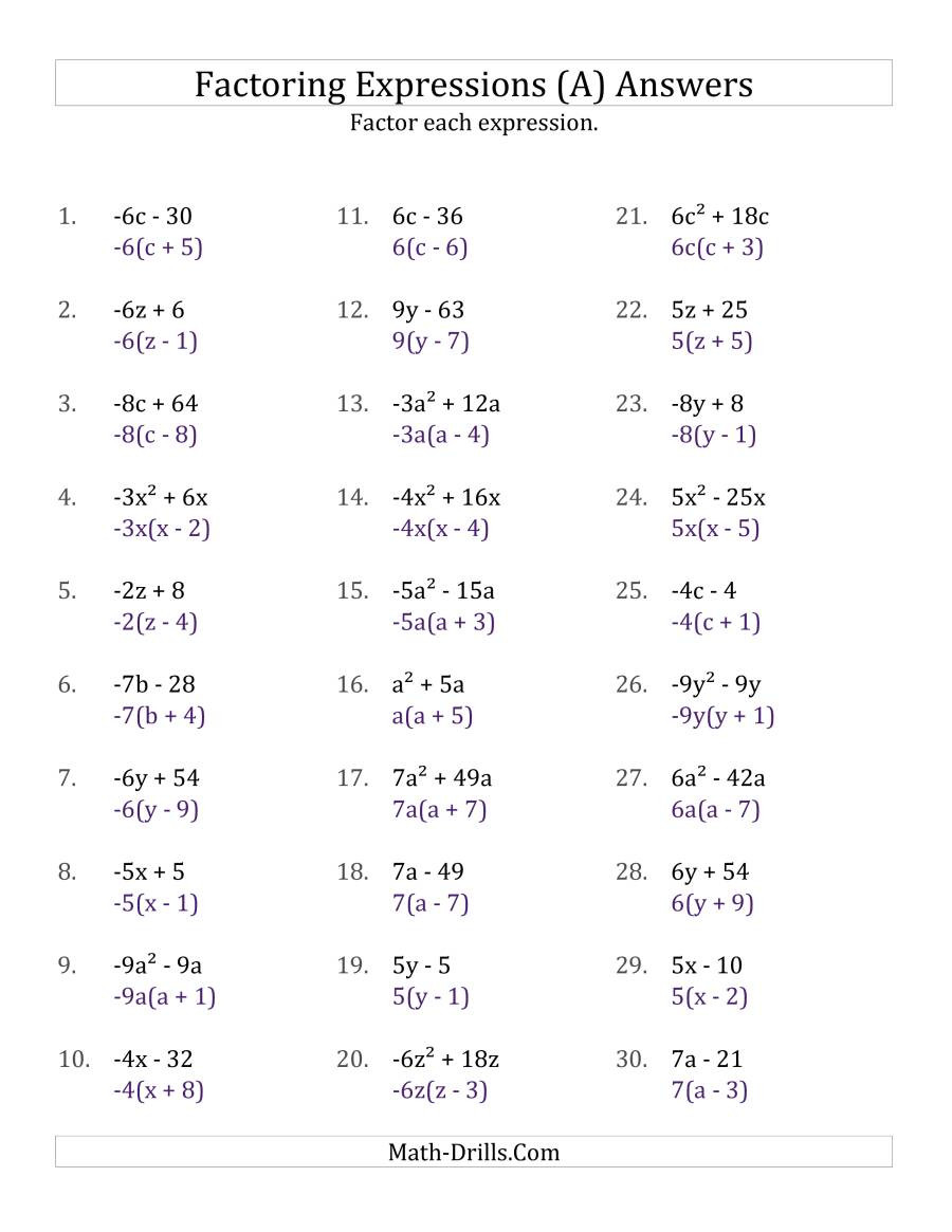 30 Factoring Quadratic Expressions Worksheet Education Template