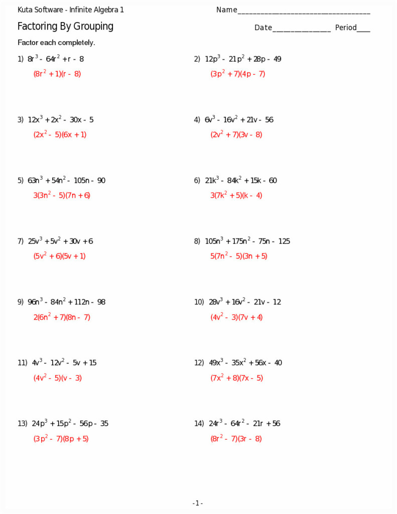 30 Factoring Trinomials A 1 Worksheet Education Template