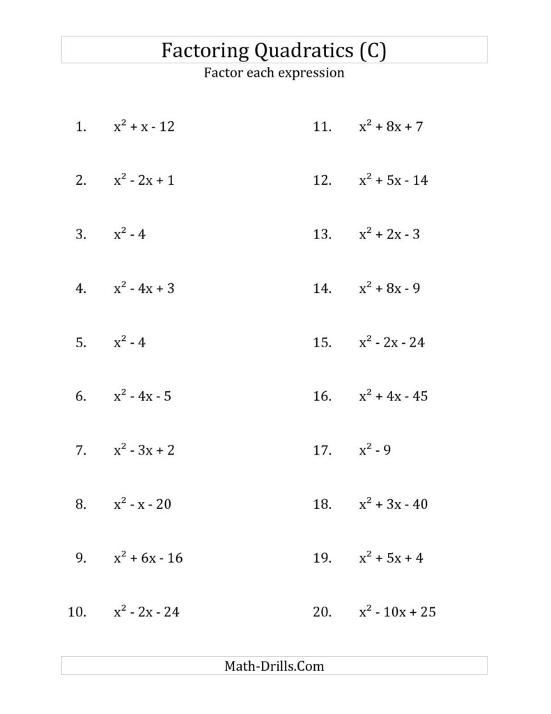 30 Factorization Of Algebraic Expressions Worksheets