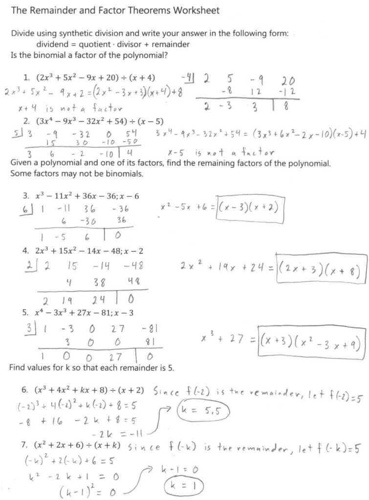 30 Synthetic Division Worksheet With Answers Education Template