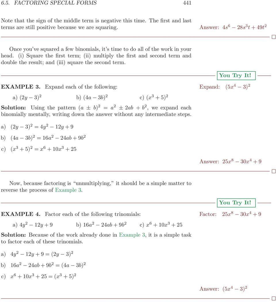 65 Factoring Special Forms Pdf Db excel