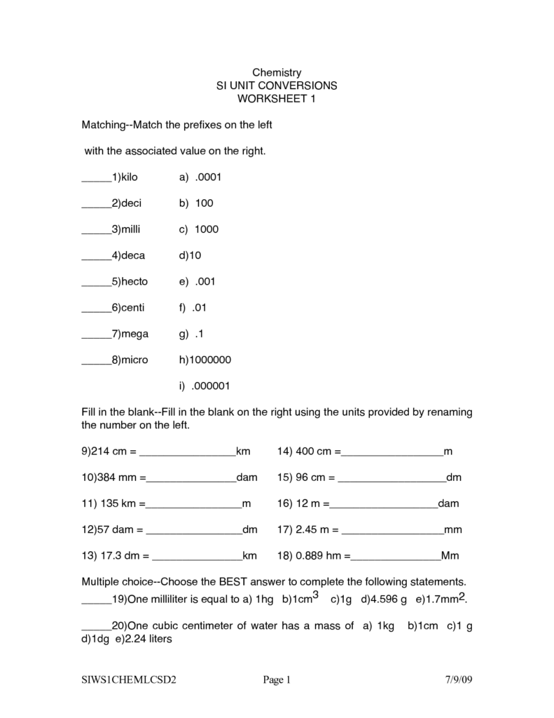 7 Metric Conversion Factors Worksheet Worksheeto