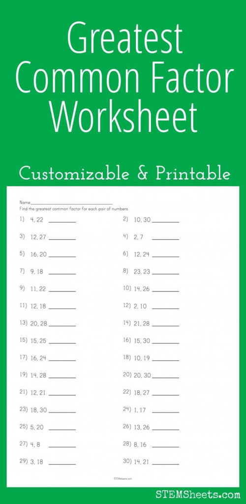 7th Grade Greatest Common Factor Worksheets EduForKid