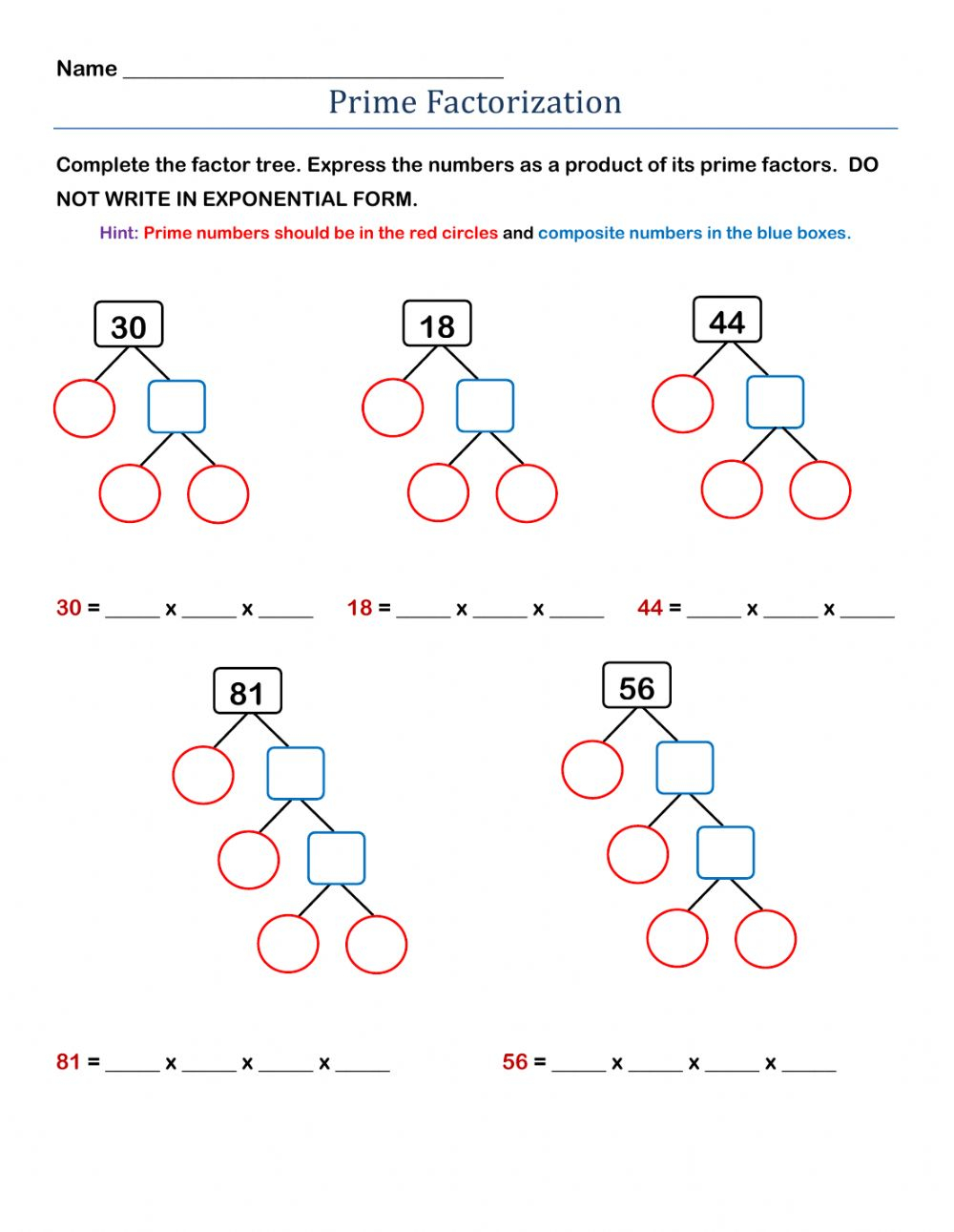 Actividad De Prime Factorization Para 5 7