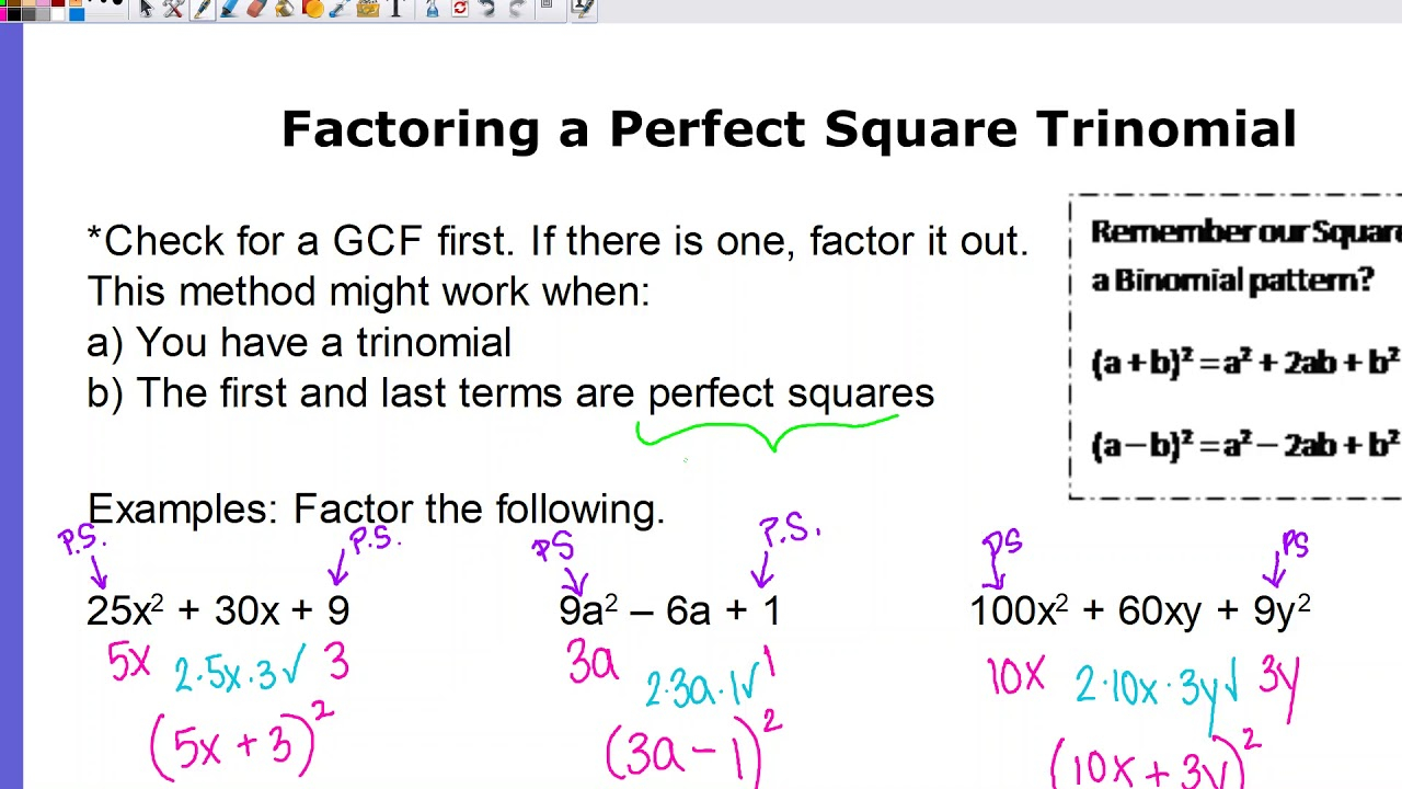 Algebra Factoring Special Cases YouTube