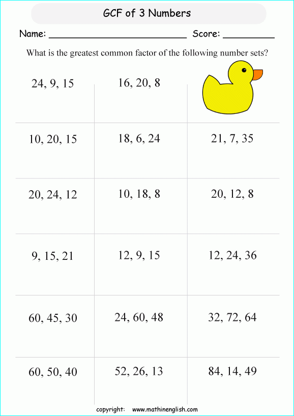 Best Greatest Common Factor Worksheets For Grade 6 Aglocomoonjaycomunity