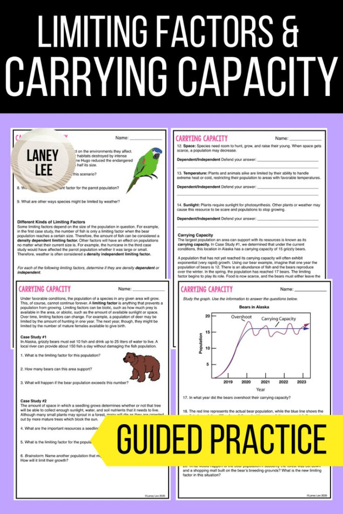 Carrying Capacity Limiting Factors Guided Practice PDF Digital 