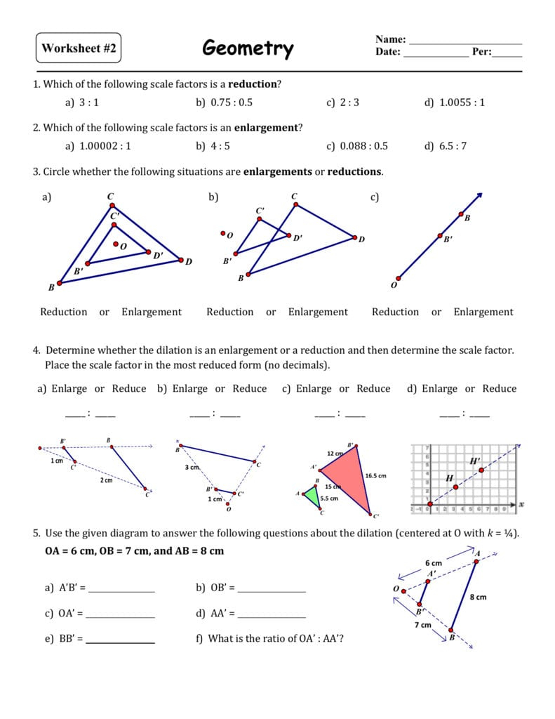 Dilation And Scale Factor Worksheet Answers Db excel