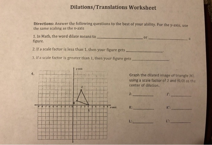 Dilation Math Worksheets With Answers Worksheets Master