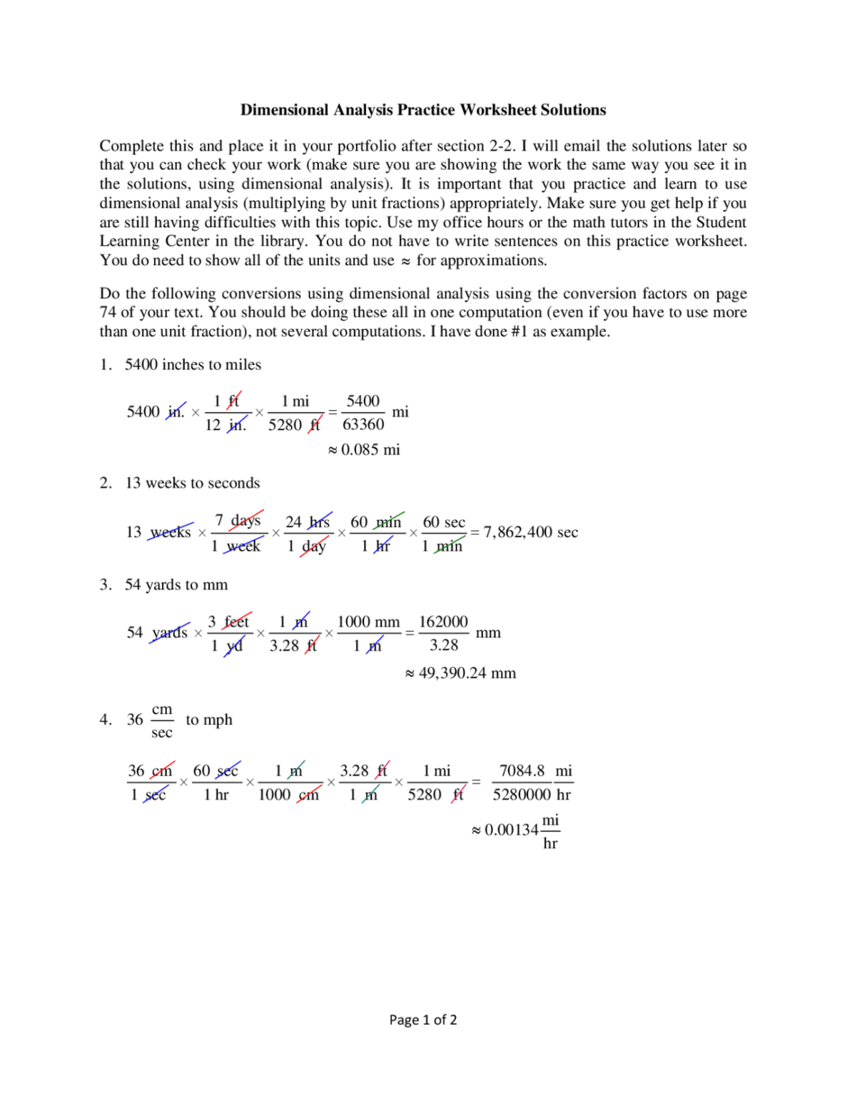 Dimensional Analysis Worksheet 20