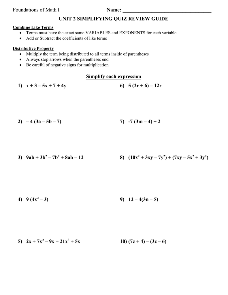 Distributive Property With Variables Worksheet Db excel