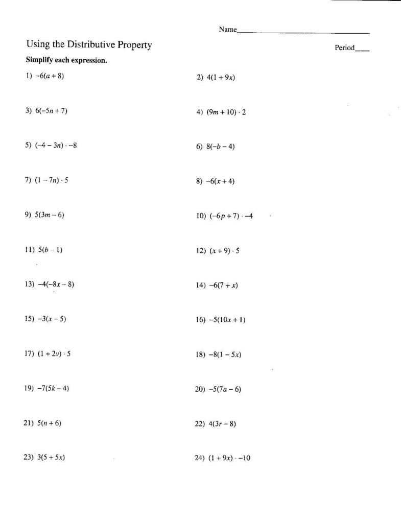 Distributive Property Worksheets 6Th Grade