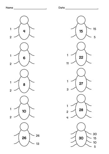 Factor Bugs Teaching Resources 4th Grade Math Worksheets Math 