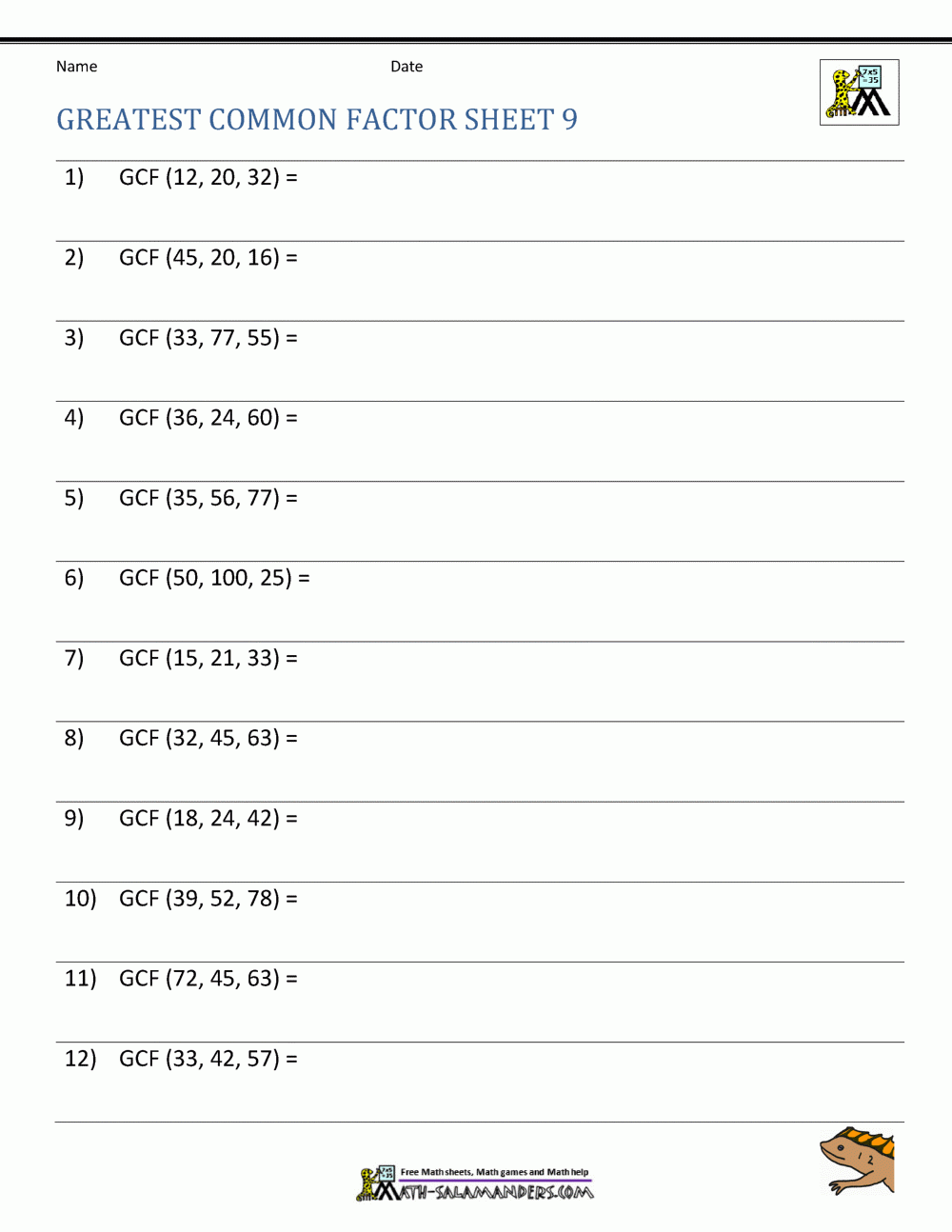 Factor Gcf Worksheet