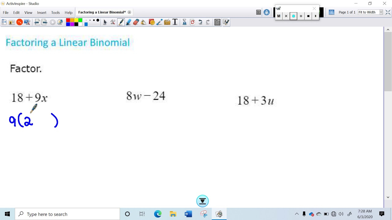 Factoring A Linear Binomial YouTube