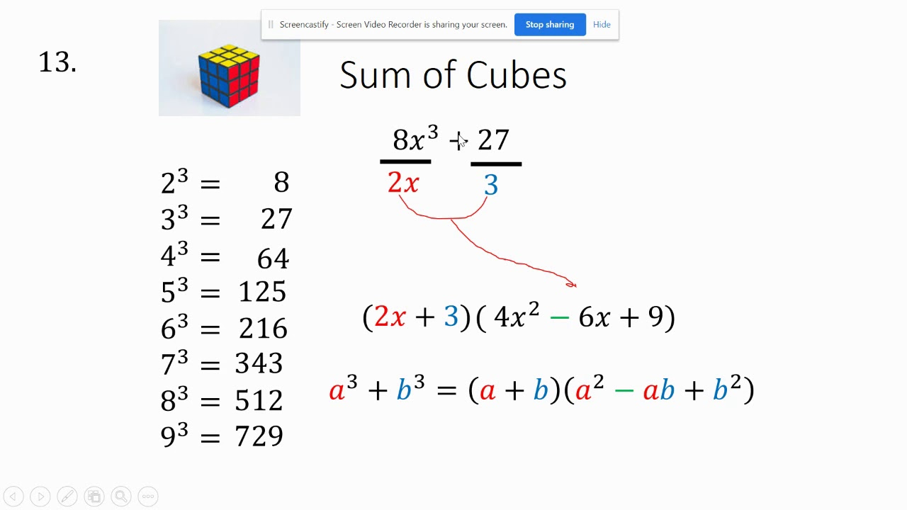 Factoring Cubes Using Sum And Difference YouTube