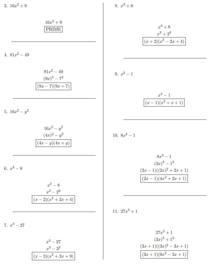 Factoring Difference Of Squares Difference Of Cubes And Sum Of Cubes 